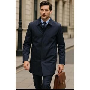 J.Crew Mac Rain Coat Mens Sz XL Navy Stormwear Waterproof Bonded Seam Jacket EUC